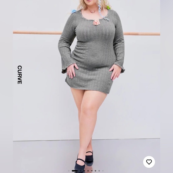 Cider Dresses & Skirts - Rosette scoop neck knit mini dress